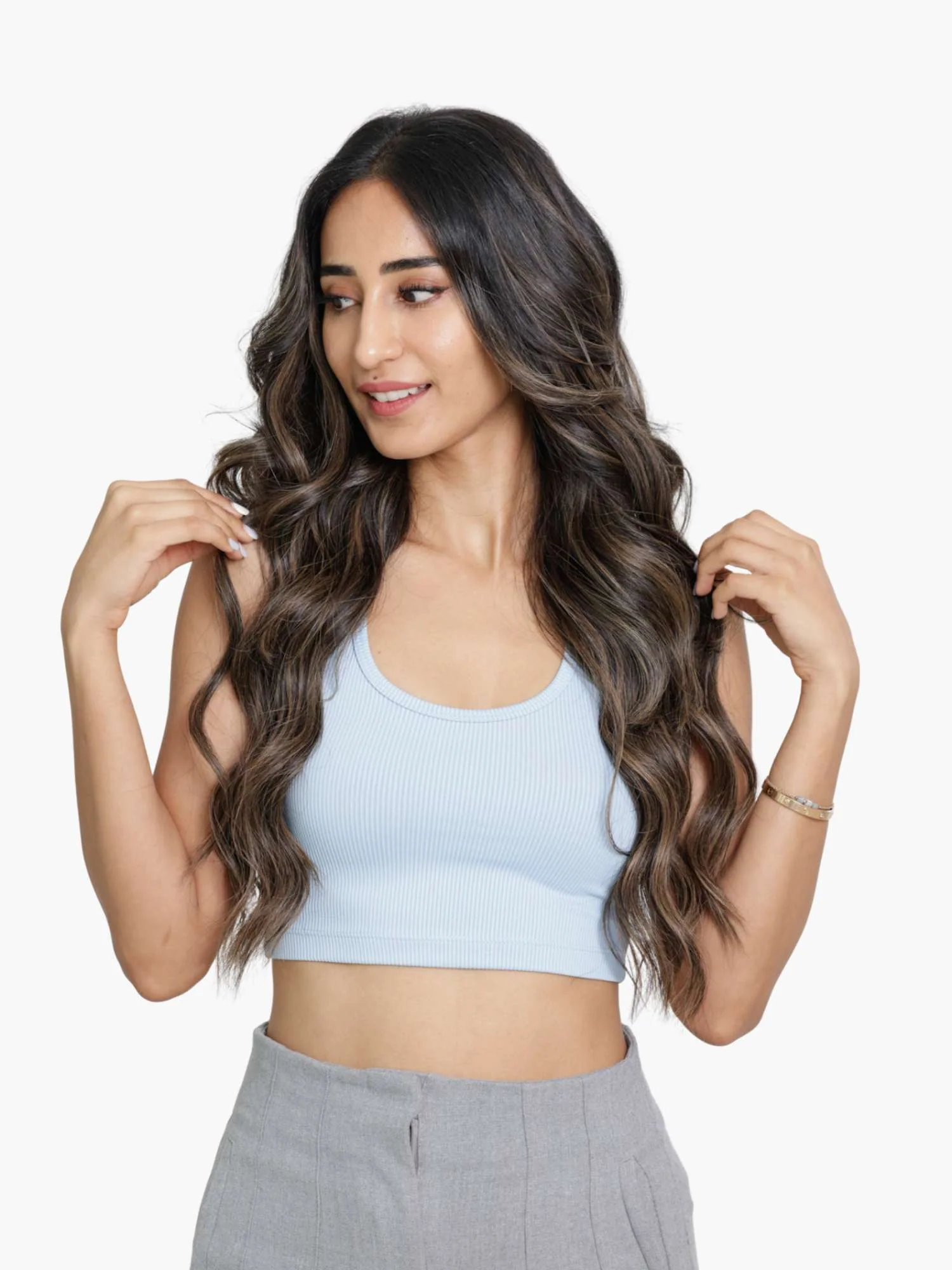 Ash Blonde Balayage Seamless 7 Set Clip-in Extensions - Image 3