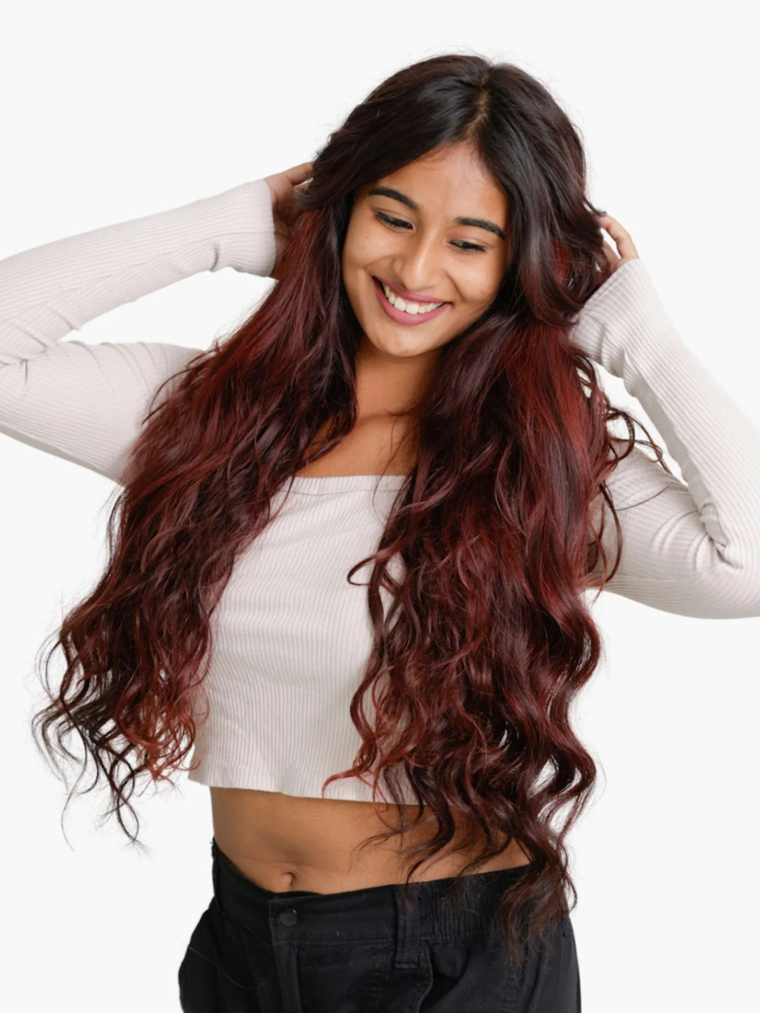 Burgundy Blend - Seamless 3 Set Clip-in Extensions - Image 3